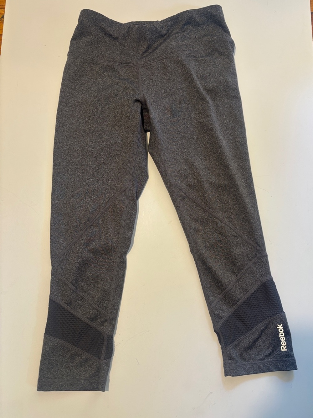Reebok Dark Gray Capri Leggings with Mesh Panels